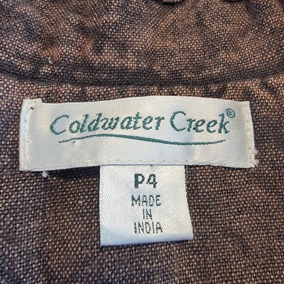 COLDWATER CREEK Jacket Brown Sz 4P Petite Floral Embroidered Beaded Denim Blazer - Picture 7 of 16